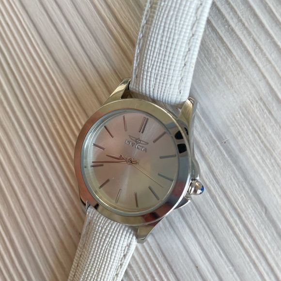 INVICTA Angel Collection Stainless Steel Leather Watch